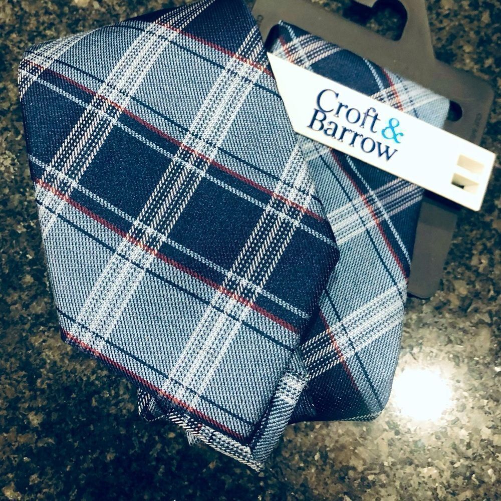 Men’s Navy Blue Plaid Croft & Barrow Neck Tie